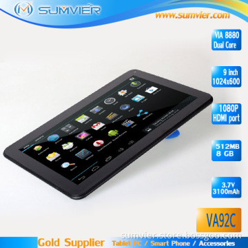 9 Inch 5 Point Touch HD 1024X600 Via8880 Dual Core Android Tablet PC (VA92C)